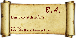 Bartko Adrián névjegykártya